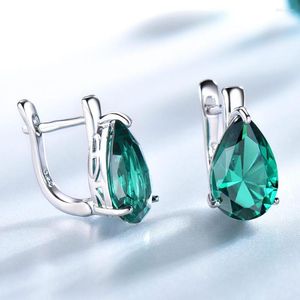 Pendientes traseros UMCHO, Clip de plata de ley 925 auténtica para mujer, piedras preciosas de esmeralda creadas en verde, regalo de joyería para boda y fiesta para mamá