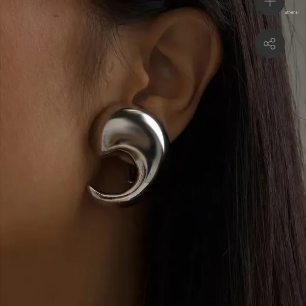 Pendientes traseros Clip en forma de C grueso vintage Chapado en oro brillante de 18 quilates Círculo de PVD Tubo redondo Aros Huggie Joyería para orejas apiladas