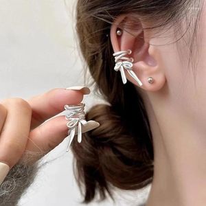 Pendientes traseros Vintage Punk Color plata lazo Clip de oreja para mujer moda borla no perforante WrapEar Cuff joyería regalos de fiesta