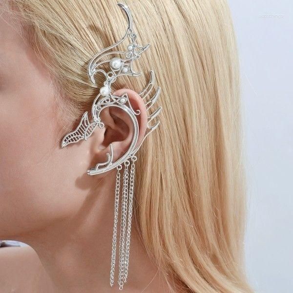 Boucles d'oreilles Vintage couleur argent, Clip d'oreille elfe, Punk mécanique pour femmes, faux piercing, accessoires esthétiques, bijoux Y2k