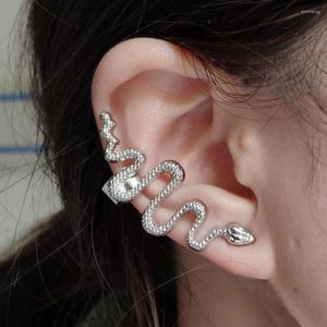 Pendientes traseros Vintage serpiente Stud para mujer encanto Color plata oreja redonda Clips mujer 2022 tendencia puños San Valentín regalo joyería