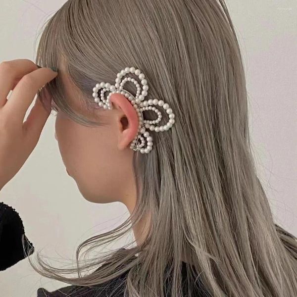 Boucles d'oreilles à dos Vintage, perle blanche, fleur, Clip d'oreille élégant pour femmes, bijoux tendance 2023, accessoire de Couple Mayoreo Y2K faux