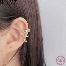 Backs oorbellen wil me trendy u-vormige pave cz letter oor manchet clip voor vrouwen zonder piercing echte 925 sterling zilveren sieraden