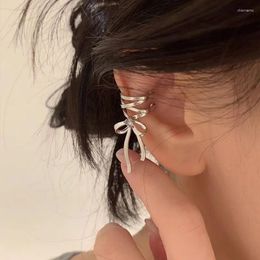 Boucles d'oreilles Backs Wanzhi Bow Ribbon Clip pour femmes Incrustation de zircon rose exquise sans trou d'oreille faux 2024 Accessoires de mode