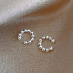 Backs oorbellen Woman's Koreaanse elegante imitatie Pearl-oor cuff Clip C-gevormde niet-piercingring Minimalistische mode Jewelr