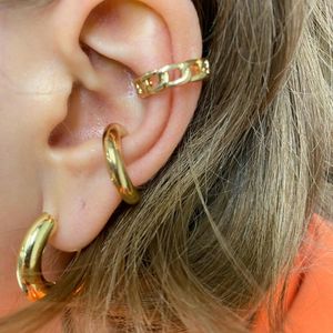 Pendientes traseros para mujer, pendientes de perlas a la moda, pendientes de Clip de cristal no perforados, aros de cadena larga Punk Huggie a la moda, joyería para mujer