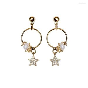 Backs oorbellen vrouwen meisjes clip op parels gouden kleur elegante kleine cirkel shinny strass star clips zonder piercing