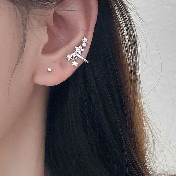 Boucles d'oreilles dos xufeir zircon étoiles pavares clip pour femmes luxury argent couleur oreille au manchette 1 pièce bijoux de fête en gros en gros