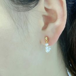 Backs oorbellen Zhixi Natural Freshwater Pearl Earring Clip 14K Gevulde goud Handgemaakte aangepaste dames Hoge sieraden Retro zonder gat