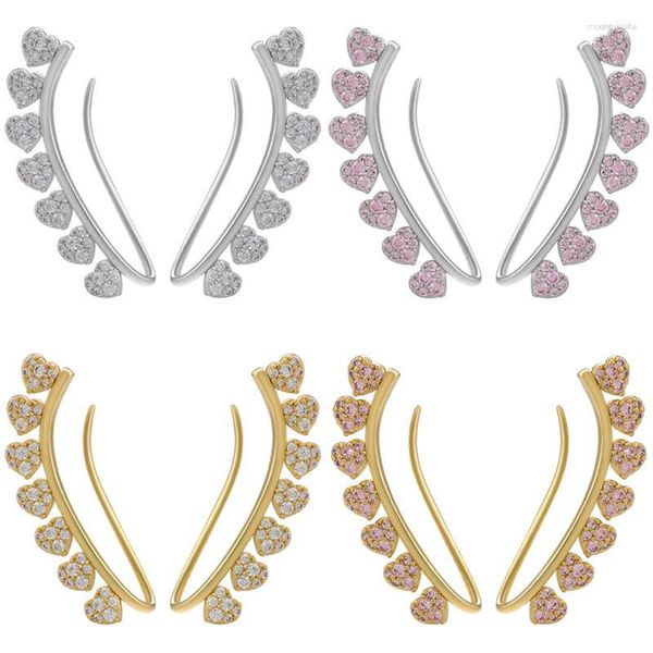 ZHUKOU – boucles d'oreilles à dos couleur or, Clip d'oreille en forme de cœur, manchettes en cristal non percées, bijoux pour femmes, vente en gros, VE622