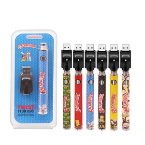 Kit de batterie Backwoods Cookies Bottom Twist Slim Pen 510 piles à fil VV 1100 mAh préchauffage pour huile épaisse m6t th205 avec emballage USB