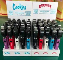 Backwoods/Cookies vierkante E-sigaret batterij 500 mah variabele spanning 2.7 V-4.2 V 510 draad batterijen 24CT display vape pen