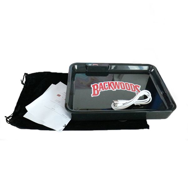 Backwoods Runtg LED Glow Tobacco Rolling Tray Accessoires fumeurs Herbe Dry Grinder Disque Cigarette Disc Plateau Handroller Grinders