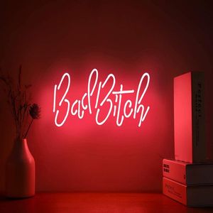 Bad Bitch Echt Glas Handgemaakte Neon Muur Borden voor Thuis Licht Kamer Thuis Slaapkamer Meisjes el Strand 15x8 Inch 251R