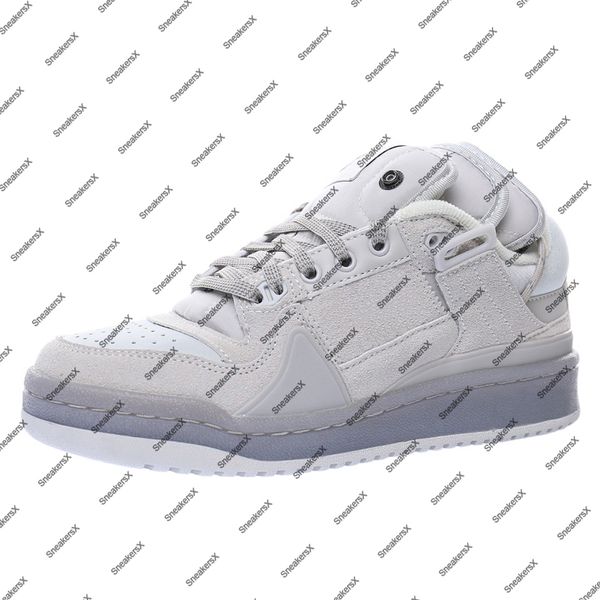 Bad Bunny Forum Buckle Low Gris Easter Egg Skates Chaussure pour hommes Baskets Hommes Retour à l'école Chaussures de sport Femmes The First Cafe Skate Femmes Blue Tint Sports GW0266