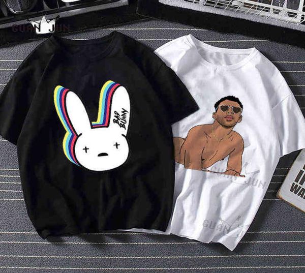 Bad Bunny Funny T Shirt Men unisex algodón Harajuku Causal Causal Man Women Frahic Hip Hop Top Tees Male Streetwear Y22035125555