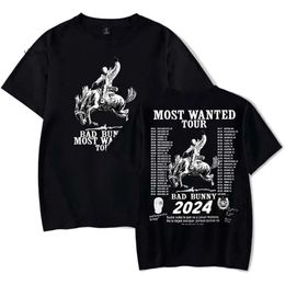 Bad Bunny Most Wanted Tour 2024 Haute Qualité Élégant Hommes T-shirt Femmes Hommes Mode D'été O-cou À Manches Courtes Vintage T Shirtdesigners À Manches Courtes 7255