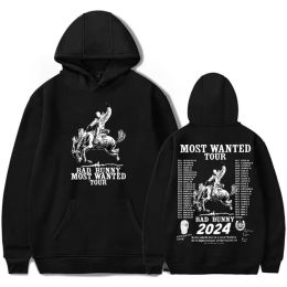 Bad Bunny Most Wanted Tour 2024 Oversized Dames/Mannen Hoodie Sweatshirt Streetwear Hip Hop Trui Capuchon Casual Trainingspak