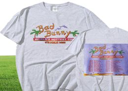 Bad Bunny Tour Camiseta con estampado de doble cara, ropa de calle, Camiseta de algodón de manga corta de gran tamaño para hombre, Tops de talla grande Unisex 2206165109511