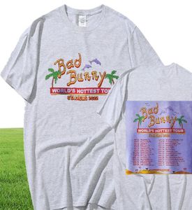 Bad Bunny Tour Double face impression t-shirt Streetwear surdimensionné à manches courtes Men039s coton t-shirt unisexe grande taille hauts 2206162401022