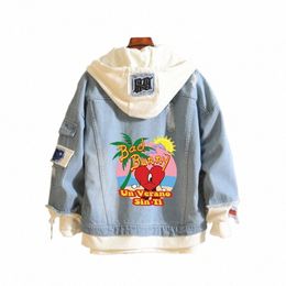 Bad Bunny Un Verano Sin Ti Mannen Lichtblauwe Denim Jassen Dames Heren Slim Casual Denim Jassen Nieuwe Mannelijke Hoge Kwaliteit Jean Jassen B25S #