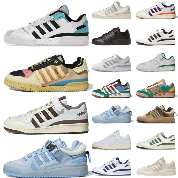 Bad Bunny x Forum Buckle Low Zapatos casuales hombres mujeres 84s Low Cafe Marrón Rosa Huevo de Pascua Atrás Blanco Gris OG Azul brillante Plataforma de trigo zapatillas deportivas zapatillas de deporte al aire libre