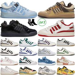 Bad Bunny x Forum Gesp Hardloopschoenen Geel Crème Blauwe Tint Core Zwart Benito Easter Egg heren Patchwork Witte outdoor trainers designer sneakers hotsale