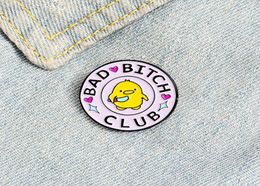 BAD CLUB Broches redondos de dibujos animados pequeños pines esmaltados de pintura amarilla broche de aleación para mujeres divertida camisa vaquera insignia joyería regalo accesorios de ropa 6437363