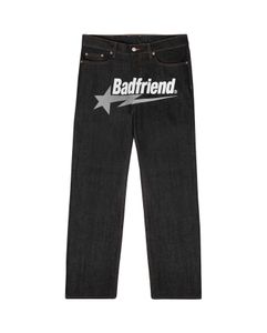 Bad Friend Jeans Brief Gedrukt Baggy Mannen S Jeans Y2k Jeans Baggy Hiphop Broek 2024 Harajuku Mode Punk Rock Broek streetwear Wijde Pijpen 230