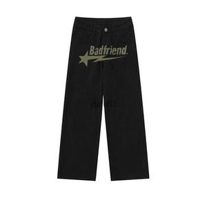 Pantalon Bad Friend Streetwear Y2k, jean droit imprimé pour hommes, surdimensionné, décontracté, jambes larges, rétro, Hip Hop, 139