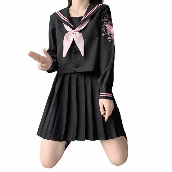 Bad Girls Club JK Jupe et Top Set Japonais Étudiant Uniforme Scolaire Broderie Base Jupes Plissées Femmes Lg Moyen Court XXL s02E #