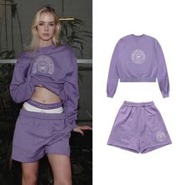 Badflood Purple Round Neck Sweatage pour les femmes avec American Spicy Girl Casual Sports Campus Design Sense Instagram Super Hot Top