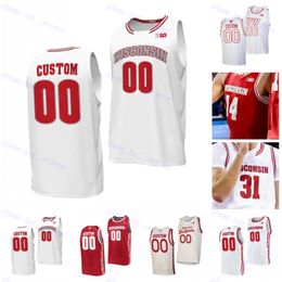 Badgers Basketball Jersey 2 Storr 25 John Blackwell 31 Nolan Winter 33 Jack Janicki Wisconsin Maillots personnalisés Ed Mens Youth