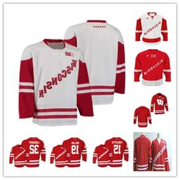 Badgers Wisconsin College Hockey Jerseys Custom Dylan Holloway Cole Caufield Brock Ty Pelton-Byce Ty Emberson Brian Elliott Ryan Mcdonagh Co Hig