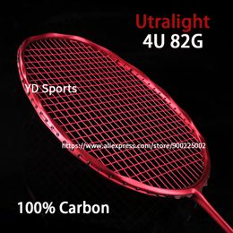 Badmintonrackets 100% koolstofvezel 4U Wave Break Wind badmintonracket Bespannen Professioneel racket Max spanning 30LBS met tas Speed Sports Adult 230608