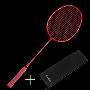 Raquettes de badminton 1 pièces raquette de badminton ultralégère raquette de badminton en carbone poignées en Fiber de carbone raquette d'entraînement défensive offensive avec sac 231102