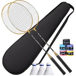 Raquettes de badminton 2 pièces/ensemble raquette de badminton Amateur primaire raquettes de badminton entraînement raquette volants ensemble fournitures de sport accessoires 231124