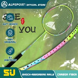 Raquettes de badminton ALPSPORT DJ série TFTY raquette offensive et défensive 5U en fibre de carbone coffret cadeau unique Soulmate 230907