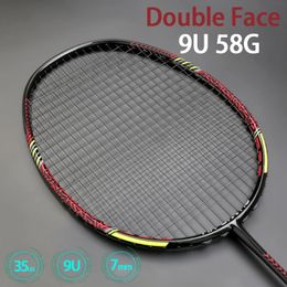 Badmintonrackets Double Face Max Tention 35LBS Ultralight 9U 58g Badmintonrackets Bespannen 100% koolstofvezel Offensief racket Snelheid Sport 231102