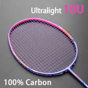 Badmintonrackets Lichtste 10U 52G Full Carbon Fiber Badmintonrackets Snaren Professioneel trainingsracket Max. spanning 35LBS met tassen voor volwassenen 231201