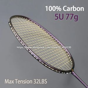 Badmintonrackets Origineel Utralight 5U 77G Sparkling T700 Badmintonrackets Bespannen Zakken Max. Spanning 32LBS G5 Trainingsracket Snelheid Sport Padel 231201