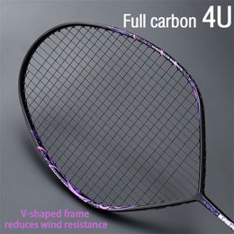 Raquettes de badminton Professionnel Max 30 livres 4U raquette de badminton en forme de V cordée raquette entièrement en Fiber de carbone type offensif raquette simple avec ficelle 231124