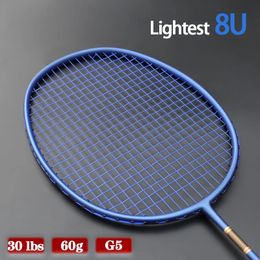 Raquettes de badminton Ultra légères 8U 60G 100% raquettes de badminton en Fiber de carbone avec sacs à cordes 22-30LBS G5 Sports de raquette professionnels pour adulte 231201