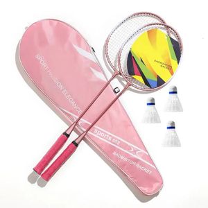 Badminton Set pour adultes professionnels raquettes de raquette de badminton avec un cadeau de poignée tampon élastique élevée pour la famille 240523