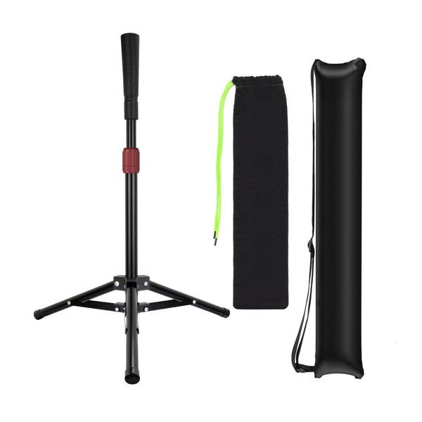 Ensembles de badminton Tee de baseball réglable Batting Softball T Stand Accessoires d'entraînement de montage sur trépied portable avec sac pour frapper la balle pratique 231123