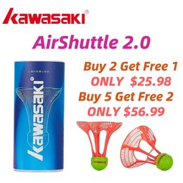 Volants de badminton Kwasaki Original AirShuttle extérieur Badminton AirShuttle balle en plastique volant en nylon balle de badminton 3 pièces/paquet 231120