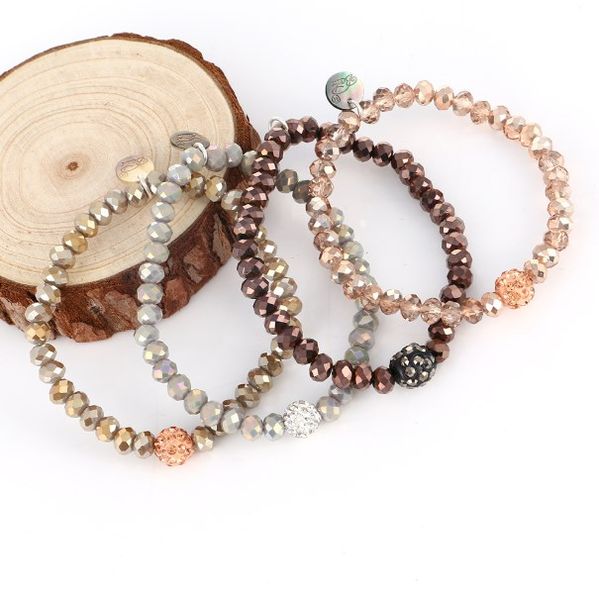 Pulseras de cuentas de Chocolate Badu, el mejor regalo para Amiga, pulsera con cuentas de cristal facetado, cuerda elástica para mujer, joyería de moda para Navidad