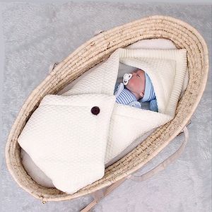 Bady automne hiver couverture pour bébé couverture à tricoter Double Face doux au toucher couleur Pure velours laine fil sac de couchage avec bouton chaud M132