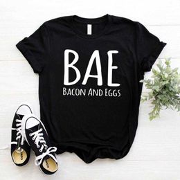 Bae bacon en eieren t -shirt print vrouwen casual grappige dame meisje top tee hipster drop