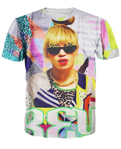 Camiseta Bae-Yonce super neon 80's Beyonce diseño camiseta con estampado 3d Estilo de verano Ropa de moda Camisetas deportivas para mujeres/hombres